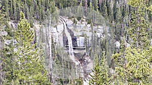 Scenic view of Bridal Veil Falls in Banff National Park in Alberta, Canada