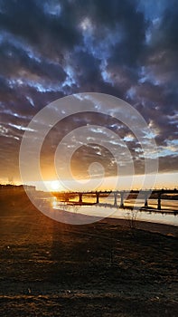 Sunset Light on Bridge and Pathway for Cyclists