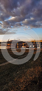 Sunset Light on Bridge and Pathway for Cyclists