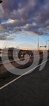 Sunset Light on Bridge and Pathway for Cyclists