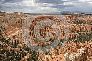 Scenic view of Bryce Canyon in brooding rainy weather