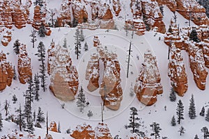 Scenic view of Bryce Canyon National Park in winter