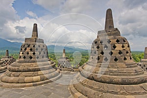 Scenic view of the Buddhist Borobudur temple in Indonesia