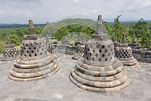 Scenic view of the Buddhist Borobudur temple in Indonesia