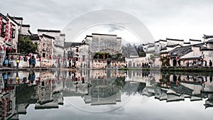 Scenic view of buildings situated near a few trees: Hongcun, China