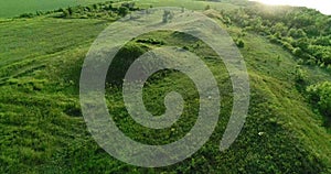 Scenic view of the burial mounds of Mamay Mountain. Aerial view