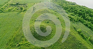 Scenic view of the burial mounds of Mamay Mountain. Aerial view