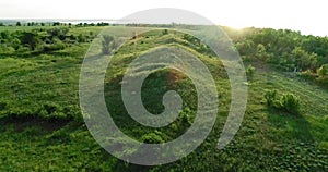 Scenic view of the burial mounds of Mamay Mountain. Aerial view