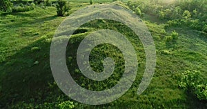 Scenic view of the burial mounds of Mamay Mountain. Aerial view