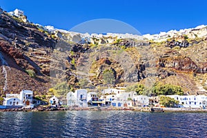 Scenic view of the Caldera wall Oia village Santorini island Greece