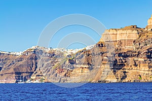 Scenic view of the Caldera wall Santorini island Greece