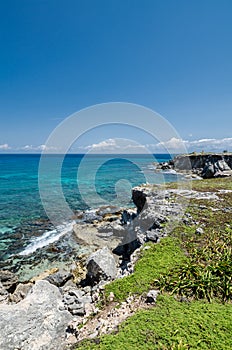 Scenic view of Caribbean Ocean at Punta Sur, Isla Mujeres