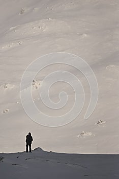 Scenic view of Carpathian Mountains during the winter with cabins or various human settlements