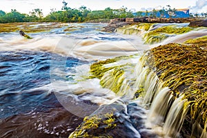 Scenic view of Carrao river current at Canaima national park photo