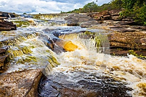 Scenic view of Carrao river current at Canaima national park photo