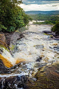 Scenic view of Carrao river current at Canaima national park photo