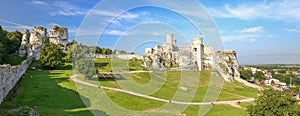 Scenic view of the castle ruins in Ogrodzieniec village. Poland