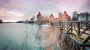 Scenic view of castle in Trakai, Lithuania.