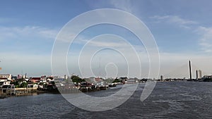 Scenic view of Chao Phraya river on Krung Thonburi Bridge