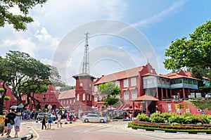 Scenic view of the Christ Church Malacca and Dutch Square