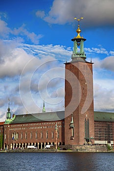 Scenic view of the City Hall from Riddarholmskyrkan, Stockholm,