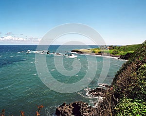 Scenic view from the coast of Maui, Hawaii in 1997