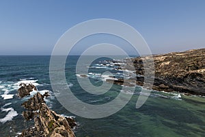 Scenic view of the coastline near Almograve, at the Vicentine Coast, in Alentejo photo