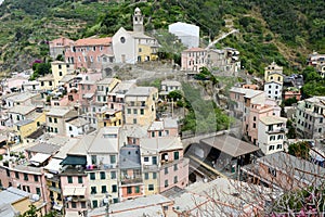 Scenic view of colorful village Vernazza in Cinque Terre