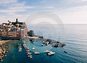 Scenic view of colorful village Vernazza in Cinque Terre, Italy