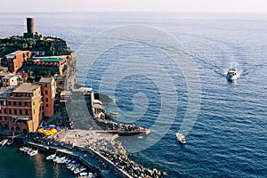 Scenic view of colorful village Vernazza in Cinque Terre, Italy