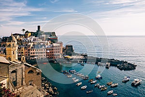 Scenic view of colorful village Vernazza in Cinque Terre, Italy