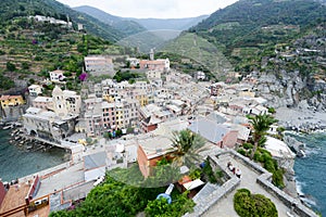 Scenic view of colorful village Vernazza, Italy