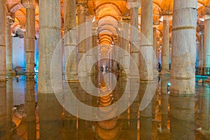 Basilica Cistern interior view in Istanbul