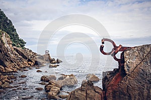 Scenic view of The Comb of the Wind sculpture in Spain