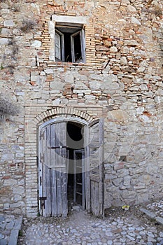 Scenic view of Craco ruins, ghost town abandoned after a landslide, Basilicata region