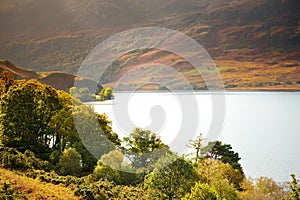 Scenic view of Crummock Water lake, located between Loweswater and Buttermere, in the Lake District in Cumbria, North West England