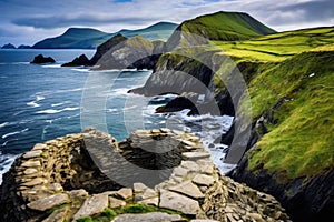 Scenic view of Dingle Peninsula, County Kerry, Ireland, Ring of Dingle Peninsula Kerry Ireland Dunquin Pier Harbor Rock Stone