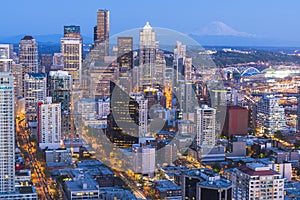 Scenic view of down town of  seattle city at night,Seattle,Washington,usa..