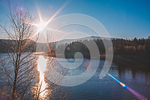 Scenic view of Eckerstausee, a lake in Harz Mountains National Park, Germany