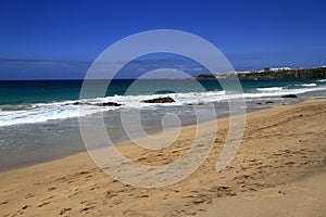 Scenic view El Cotillo beach on Fuerteventura,