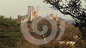 Scenic view of England with castle on hill