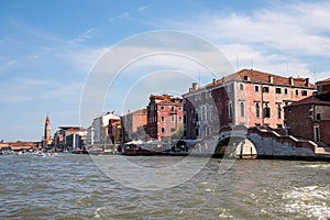 Venice - Scenic view from ferry on bridge Dona in Venice, Veneto, Italy, Europe