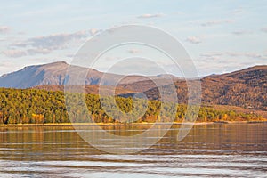 Scenic view of the fjord sea shore in Norway