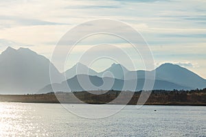 Scenic view of the fjord sea shore in Norway