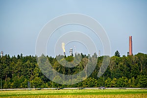 Scenic view of flare stack