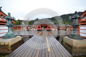 Scenic view of floating Itsukushima Shrine