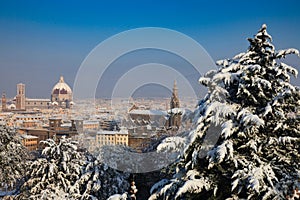 Scenic View of Florence After Snowfall