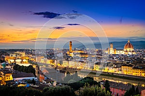 Scenic view of Florence after sunset from Piazzale Michelangelo photo