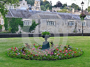 Flower Bed and Lawn in a Garden