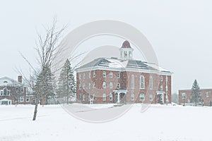 Scenic view of Founders Hall Maine Central Institute Pittsfield, Maine, USA in winter